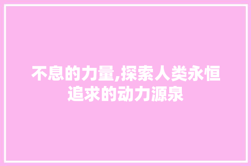 不息的力量,探索人类永恒追求的动力源泉