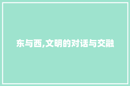 东与西,文明的对话与交融