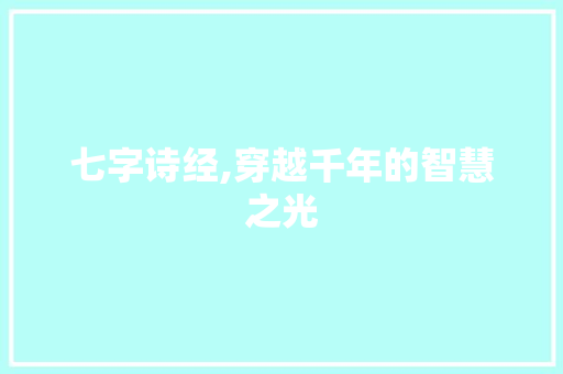 七字诗经,穿越千年的智慧之光 诗词鉴赏