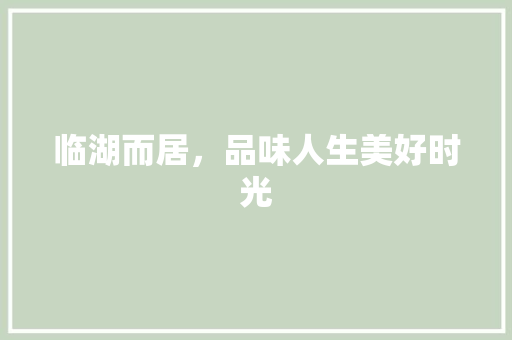 临湖而居，品味人生美好时光