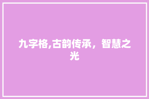九字格,古韵传承，智慧之光