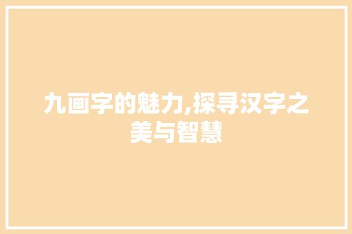 九画字的魅力,探寻汉字之美与智慧