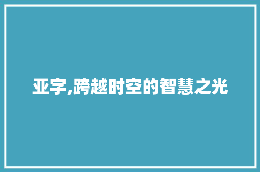 亚字,跨越时空的智慧之光