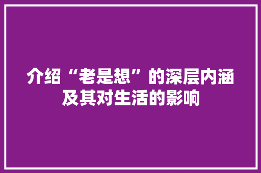 介绍“老是想”的深层内涵及其对生活的影响 工作总结