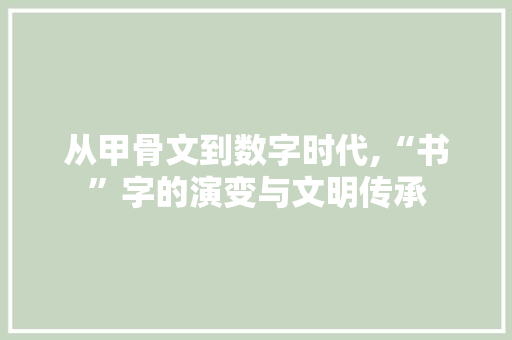 从甲骨文到数字时代,“书”字的演变与文明传承