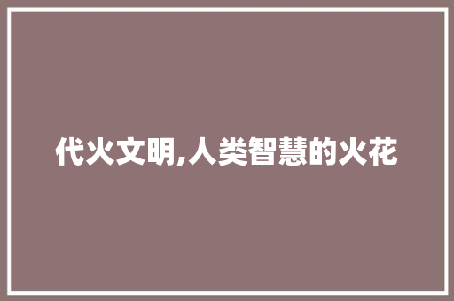 代火文明,人类智慧的火花