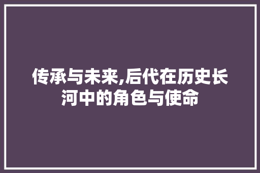 传承与未来,后代在历史长河中的角色与使命