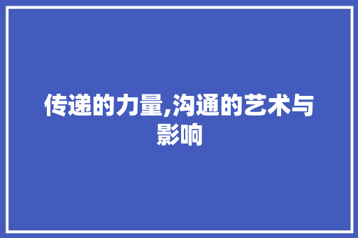 传递的力量,沟通的艺术与影响