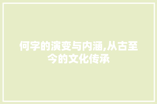 何字的演变与内涵,从古至今的文化传承