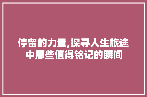 停留的力量,探寻人生旅途中那些值得铭记的瞬间