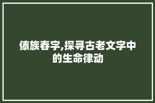 傣族舂字,探寻古老文字中的生命律动