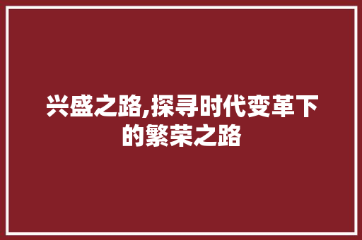 兴盛之路,探寻时代变革下的繁荣之路