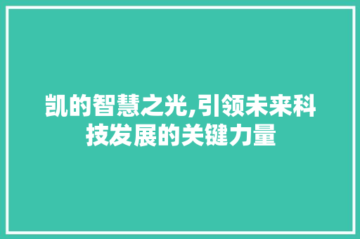 凯的智慧之光,引领未来科技发展的关键力量