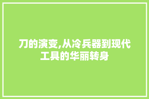 刀的演变,从冷兵器到现代工具的华丽转身
