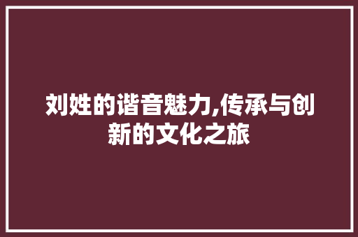 刘姓的谐音魅力,传承与创新的文化之旅