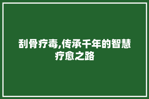 刮骨疗毒,传承千年的智慧疗愈之路