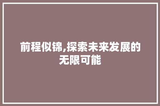 前程似锦,探索未来发展的无限可能