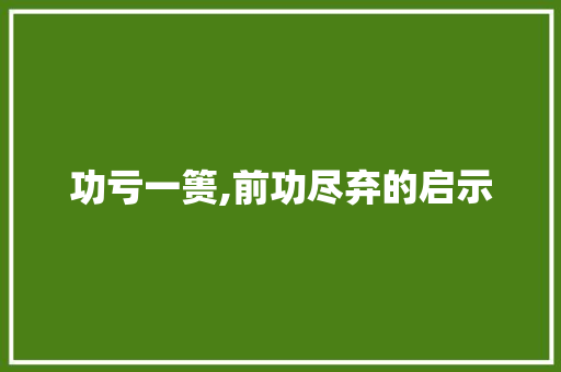 功亏一篑,前功尽弃的启示