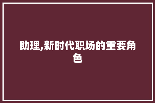 助理,新时代职场的重要角色