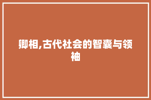 卿相,古代社会的智囊与领袖