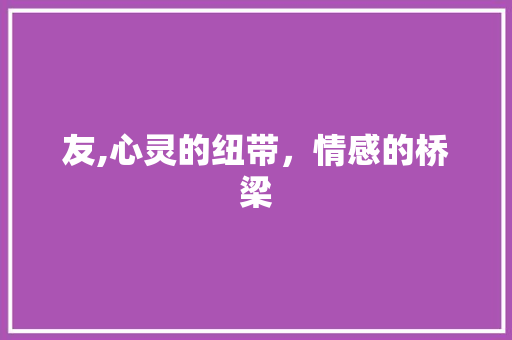 友,心灵的纽带，情感的桥梁