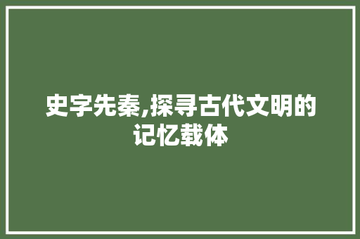 史字先秦,探寻古代文明的记忆载体