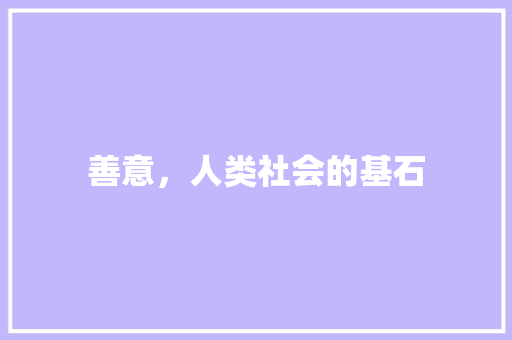 善意，人类社会的基石