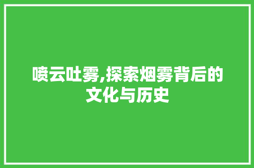 喷云吐雾,探索烟雾背后的文化与历史