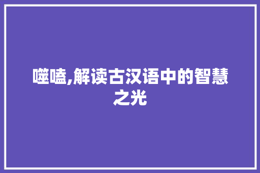 噬嗑,解读古汉语中的智慧之光 诗词鉴赏