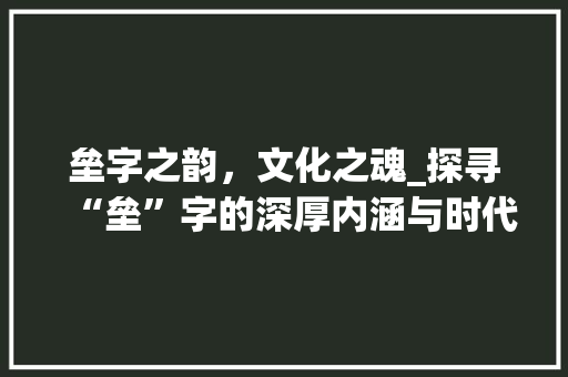 垒字之韵，文化之魂_探寻“垒”字的深厚内涵与时代价值