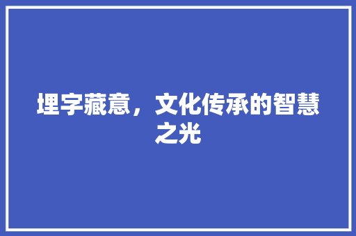 埋字藏意，文化传承的智慧之光