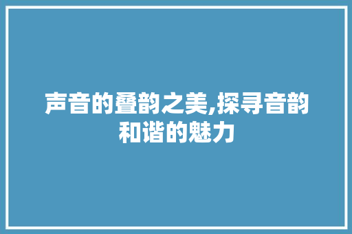 声音的叠韵之美,探寻音韵和谐的魅力