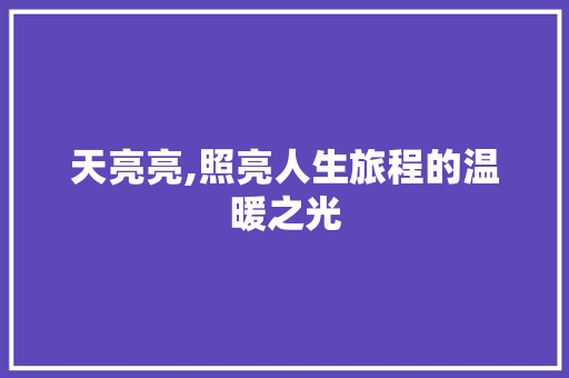 天亮亮,照亮人生旅程的温暖之光