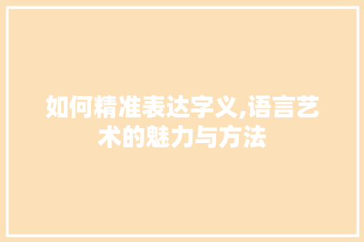 如何精准表达字义,语言艺术的魅力与方法