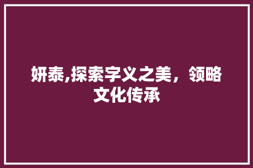 妍泰,探索字义之美，领略文化传承
