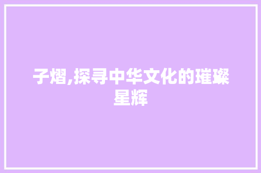 子熠,探寻中华文化的璀璨星辉