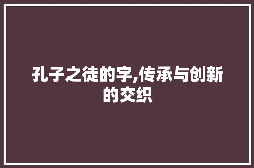 孔子之徒的字,传承与创新的交织