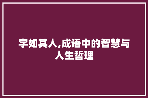 字如其人,成语中的智慧与人生哲理