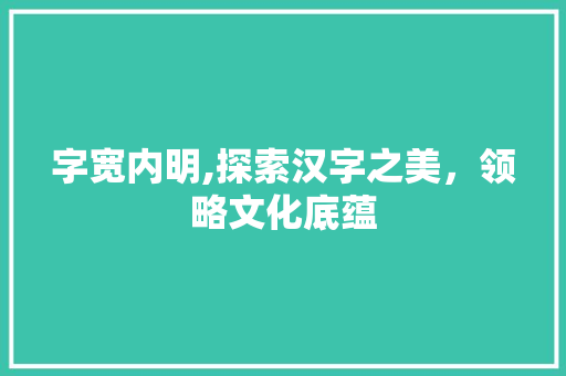 字宽内明,探索汉字之美，领略文化底蕴