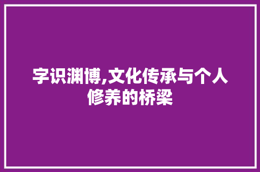 字识渊博,文化传承与个人修养的桥梁