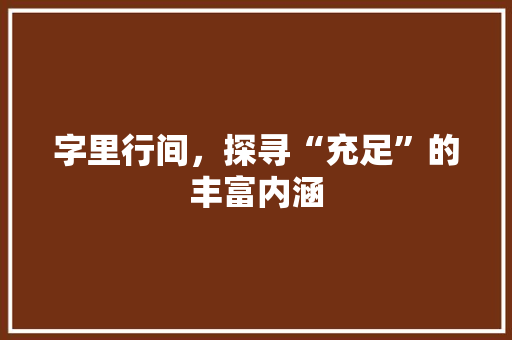 字里行间，探寻“充足”的丰富内涵