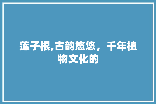 莲子根,古韵悠悠，千年植物文化的