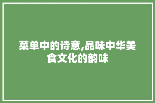 菜单中的诗意,品味中华美食文化的韵味