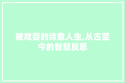被戏耍的诗意人生,从古至今的智慧反思