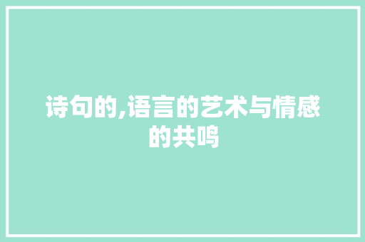 诗句的,语言的艺术与情感的共鸣