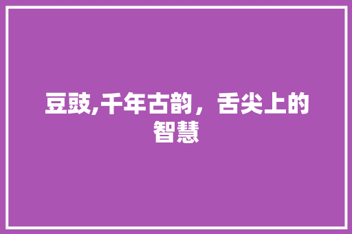 豆豉,千年古韵，舌尖上的智慧