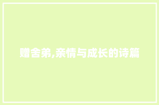 赠舍弟,亲情与成长的诗篇