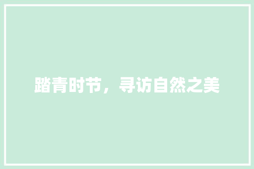 踏青时节，寻访自然之美