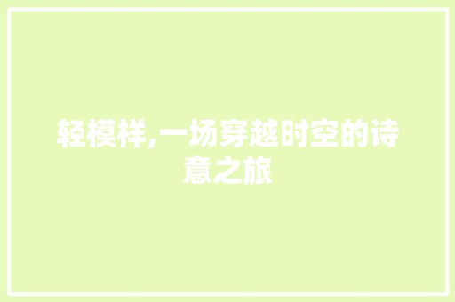轻模样,一场穿越时空的诗意之旅