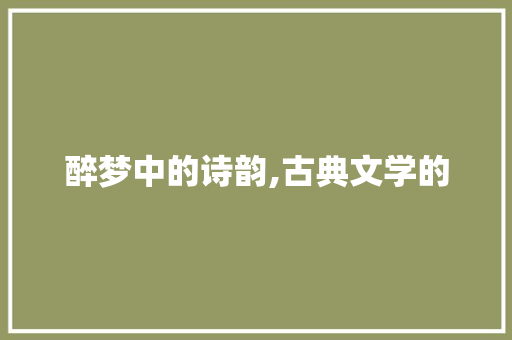 醉梦中的诗韵,古典文学的